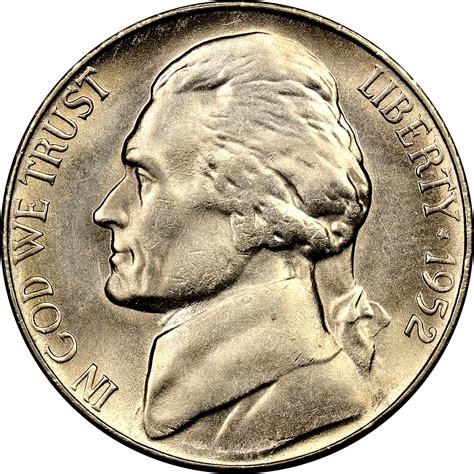 1952 S 5c Ms Jefferson Five Cents Ngc