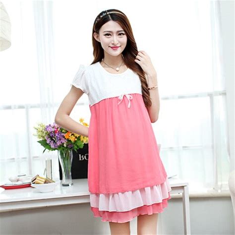 Baju hamil menyusui lengan pendek dengan frill di lingkar leher dan model lengan balon. 2015 baju hamil kasual, Pendek SleeveBreast menyusui ...