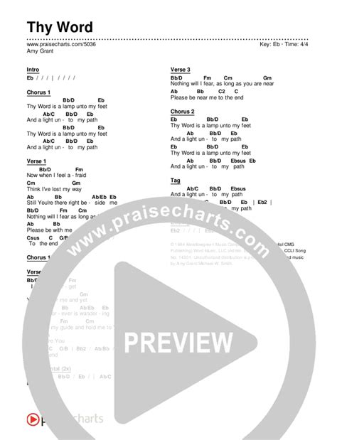 Thy Word Chords Pdf Amy Grant Praisecharts