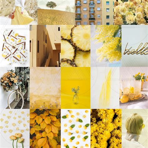 Yellow Aesthetic Wall Collage 70 Pcs Boujee Art Prints