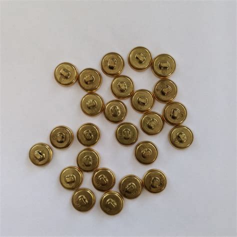 12 Flat Brushed Metal Gold Shank Buttons