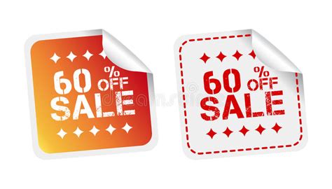 Sale Stickers 60 Percent Off Shopping Icon Business Concept Sa Stock