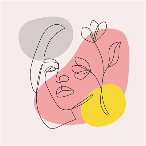 Premium Vector Minimal Woman Face And Flowers In Line Art Style