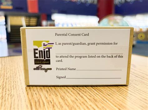 NEW: Parental Consent Cards for Youth Events - Enid Public Library