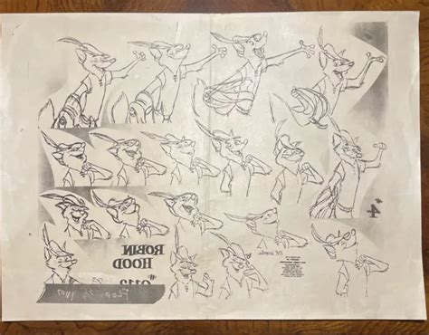 Animation Walt Disney Robin Hood 1973 Original Production Model Sheet