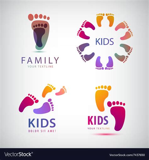 Set Of Feet Steps Footprints Logos Royalty Free Vector Image