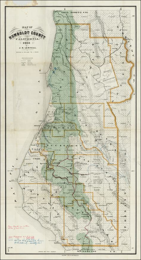 Map Of Humboldt County California 1901 By Jn Lentell Barry