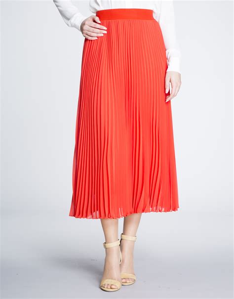 Coral Long Pleated Skirt