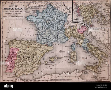 France Portugal Border Antique Map Of Spain France And Portugal From