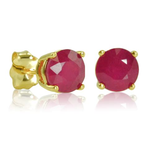 1ct Tw Ruby Stud Earrings In 10K Yellow Gold EBay