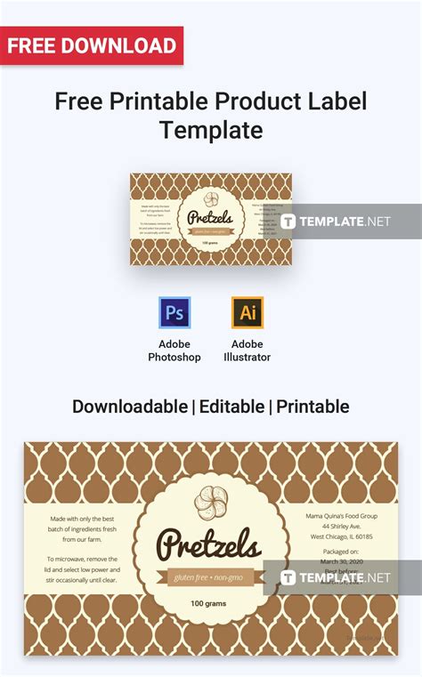 Printable Product Label Template Download In Word Illustrator Psd