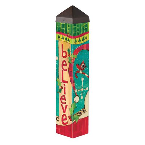 Studio m pledge for the earth art pole outdoor decorative garden post, made in usa, 20 inches tall. Studio M Christmas Believe Art Pole, 20" | Borsheims