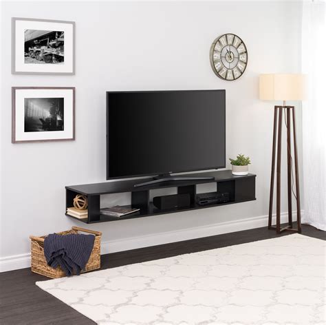 Prepac 70 Inch Wide Wall Mounted Tv Stand Black