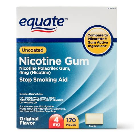 Equate Uncoated Nicotine Gum Original Flavor 4 Mg 170 Count