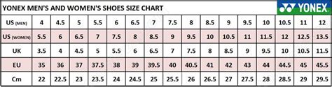Yonex Shoes Size Chart
