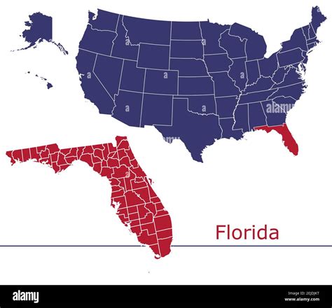 Contorno Del Mapa Vectorial De Los Condados De Florida Con Colores Del