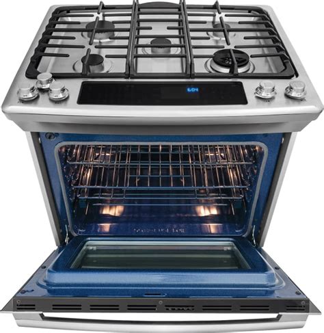 electrolux ew30ds80rs 30 inch dual fuel slide in range with 5 sealed burners 4 6 cu ft