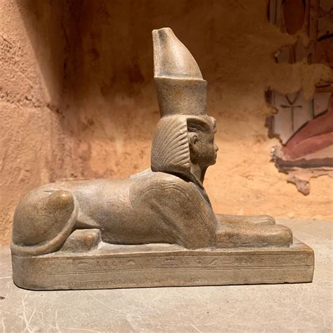Egyptian Statue Sculpture Replica Amenhotep Iii Sphinx Wearing The Double Crown