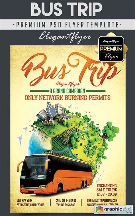 Bus Trip Flyer Psd Template Facebook Cover Free Download Vector