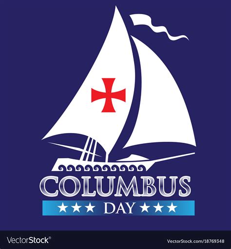 Happy Columbus Day Logo Design White Ship Vector Image