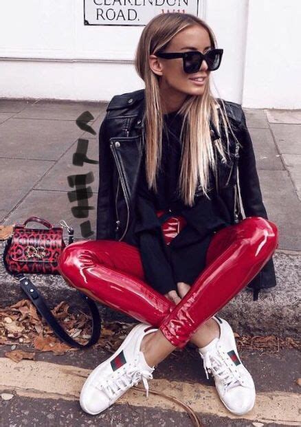 Leather Pants Street Style Red Leather Pants Outfits With Leggings