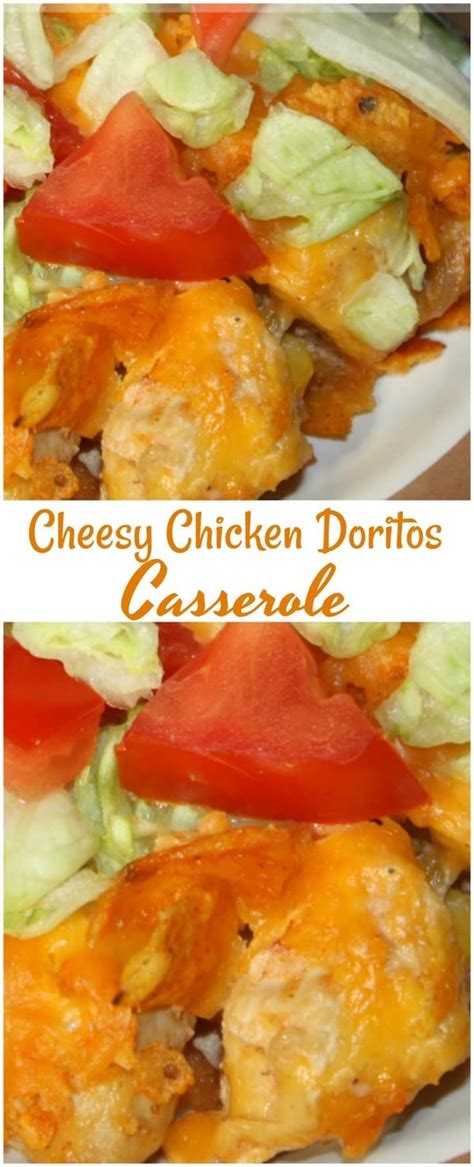 Spoon the chicken mixture on top of the crushed doritos in the casserole. Easy Cheesy Chicken Doritos Taco Casserole