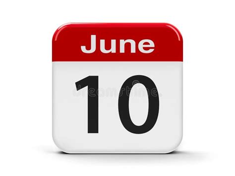 10th June Calendar Stock Illustration Illustration Of Dimensional