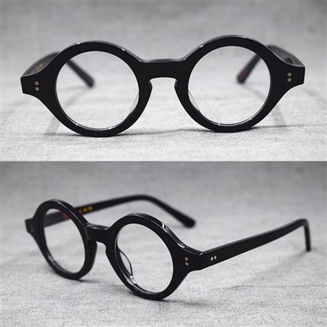 Vintage Hand Made Small 38mm Round Full Rim Eyeglass Frames Acetate Unisex Optical Myopia Rx