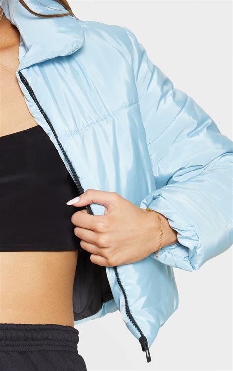 Baby Blue Cropped Puffer Jacket Prettylittlething Ie