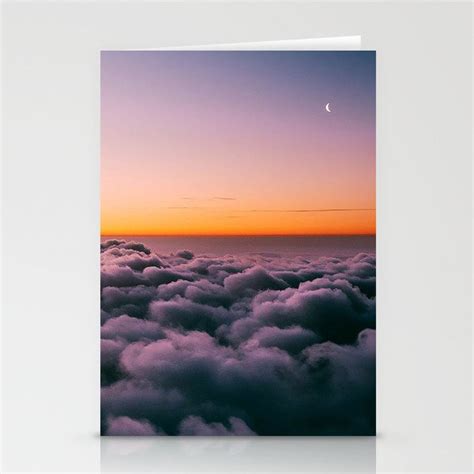 Clouds Porous Sunset Sky Horizon Twilight Moon Above Clouds Stationery
