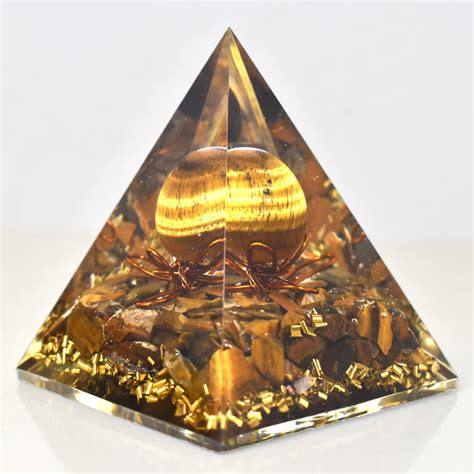 Amazon Com Real Crystal Tiger Eye Orgone Nubian Pyramid With Sphere
