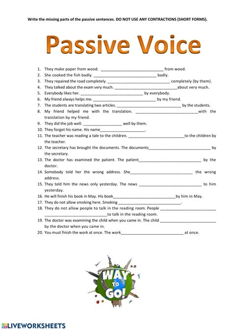 passive voice free online worksheet