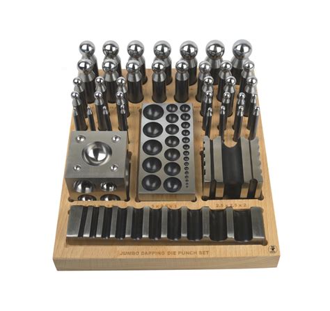 41 Piece Steel Dapping And Doming Punch Set With Wooden Block Base