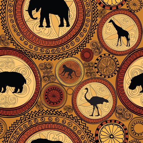 African Ethnic Seamless Pattern Abstract Background With Animals