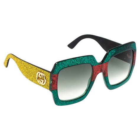 gucci multicolor gradient gg0102s pop glitter iconic oversize square sunglasses gucci the