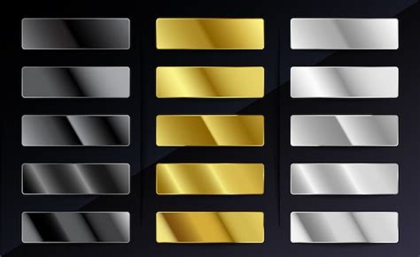 Premium Vector Silver Steel Metallic Gradients Set