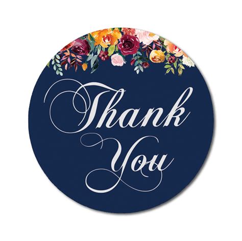 Round Floral Thank You Sticker Envelope Stickers Thank You Etsy