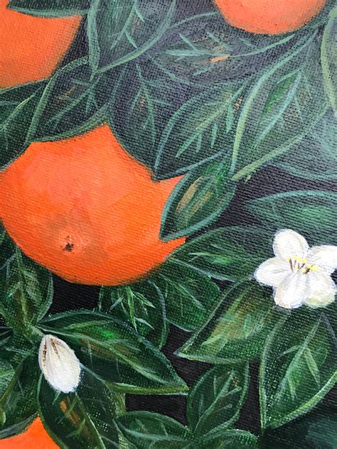 Acrylic Orange Tree Painting Etsy