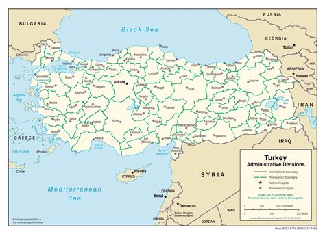 Detailed political map of turkey with relief. Large administrative divisions map of Turkey - 2006 ...