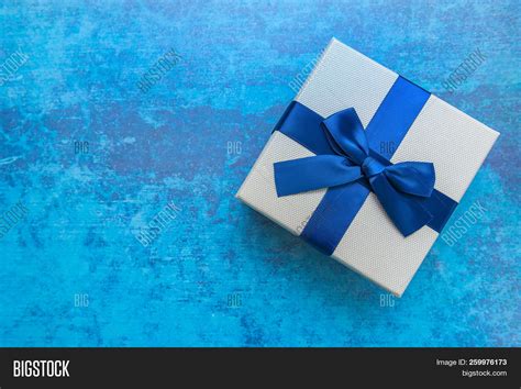 White Blue Gift Box Image Photo Free Trial Bigstock