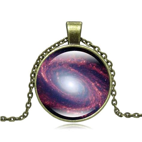 Galaxy Space Vintage Necklace Nebula Pattern Art Glass Cabochon Pendant