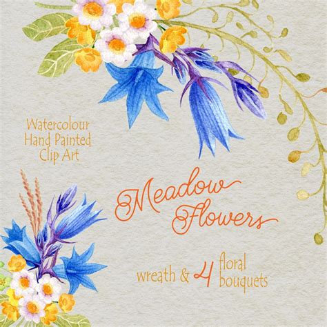 Watercolour Flower Clip Art Collection Meadow Flowers Wedding