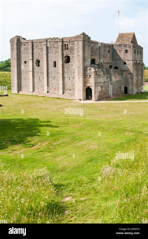 12th Century Norman Castle Keep Of Castle Rising In West Norfolk Stock