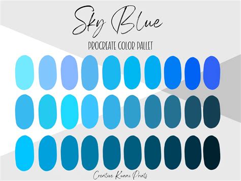 Sky Blue Procreate Palette Blue Color Swatches Instant Etsy Digital