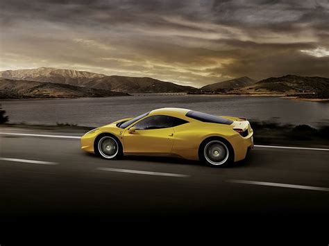 Hd Wallpaper Ferrari 458 Italia Yellow Car Side View Speed