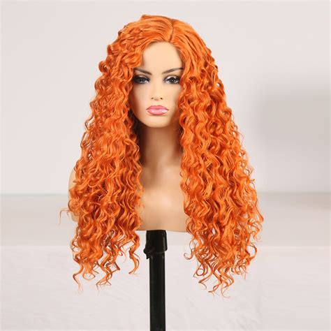 Long Orange Curly Wig Puffy Wig Curly Wigcurl Wig Wig For Etsy