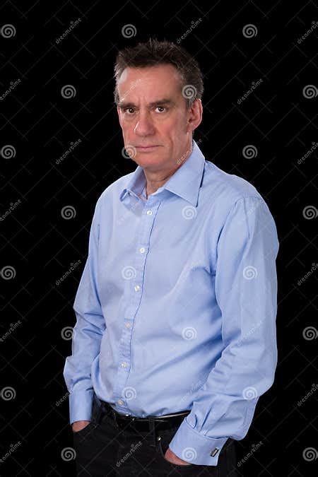 Angry Frowning Business Man In Blue Shirt Stock Image Image Of