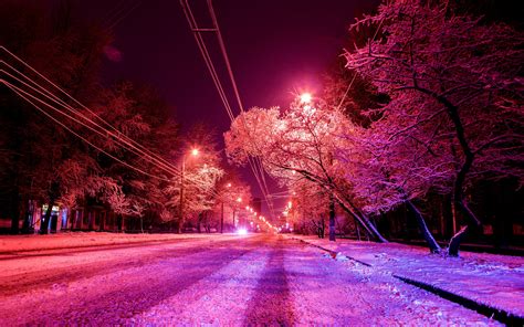 Download Wallpaper 3840x2400 City Winter Photoshop Road Snow 4k