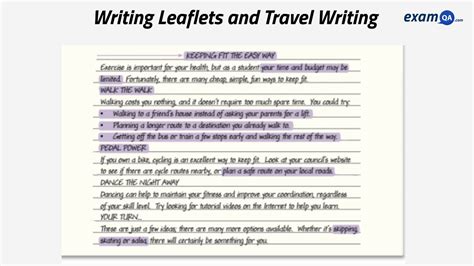 Writing Leaflets And Travel Writing Gcse English Language Youtube