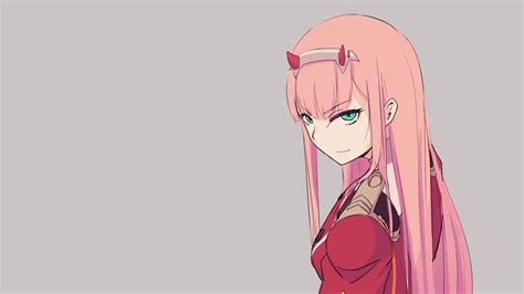Darling In The Franxx Zero Two Hiro Zero Two With Green Eyes With Gray